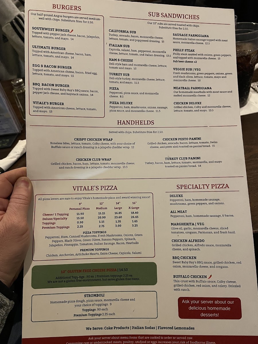 Menu Vitale's Pizza Of Zeeland-1